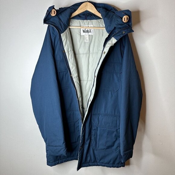 Woolrich Men's Blue Parka Long Chore Jacket Coat Vintage Made In USA Large - Picture 11 of 16